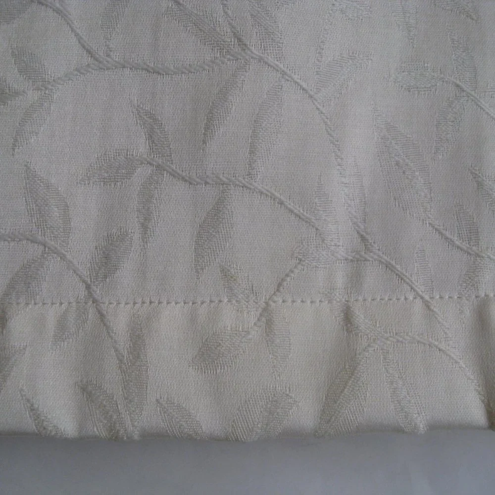 Ivory Jacquard Fabric Shower Curtain Off White Textured Leaf Design 70